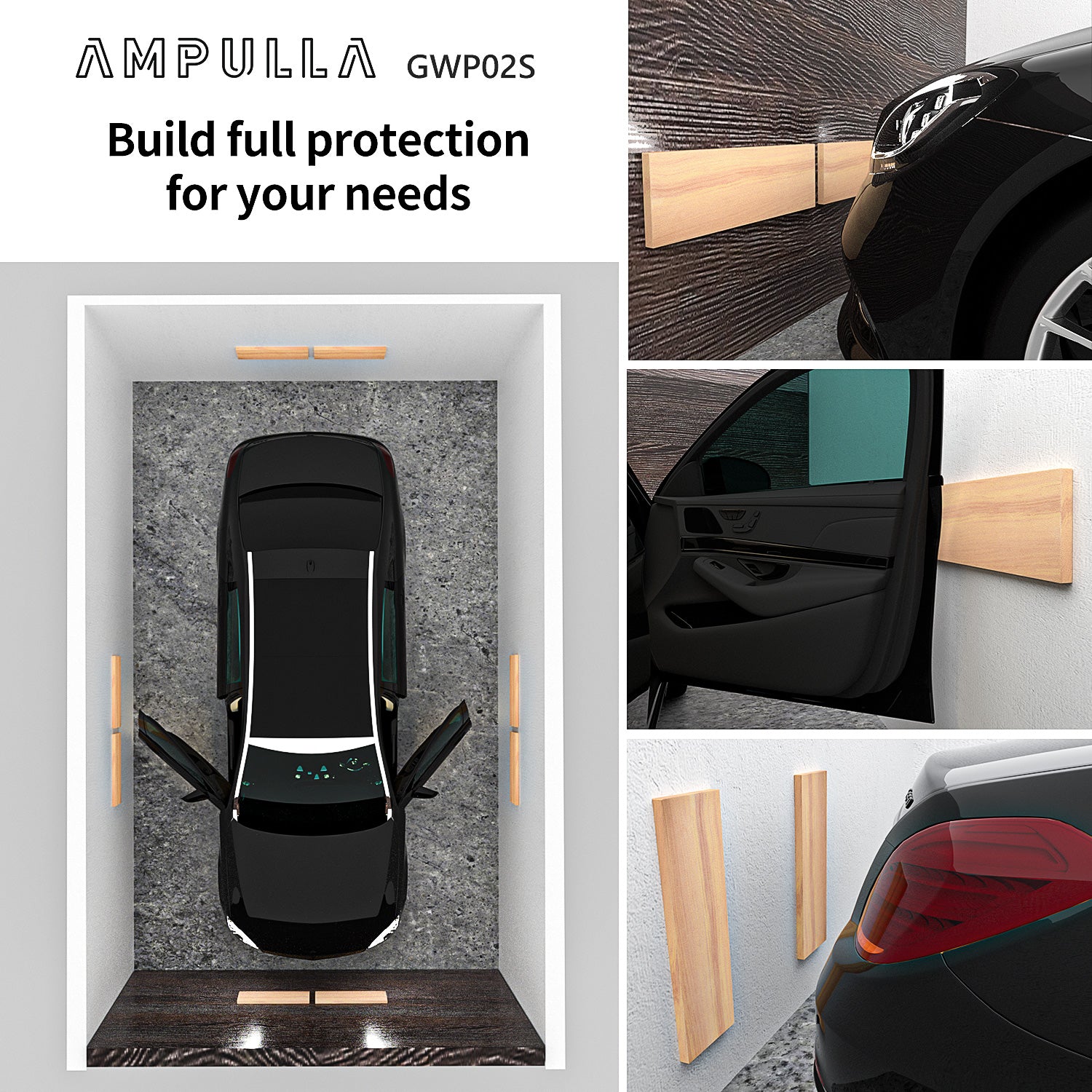 GWP02S Wood Grain Garage Wall Protector Car Door Protectors