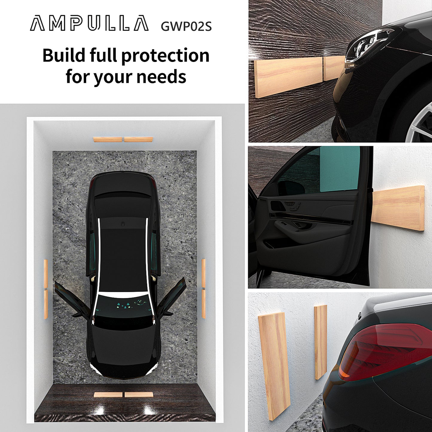 GWP02S Wood Grain Garage Wall Protector Car Door Protectors